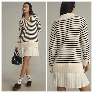 English Factory Striped Twofer Polo Sweater Dress